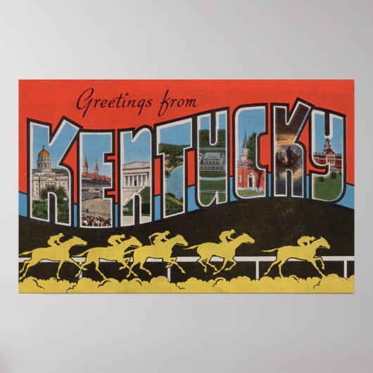 Kentucky (paardenraatscène) - grote lettergrootte poster (Voorkant)