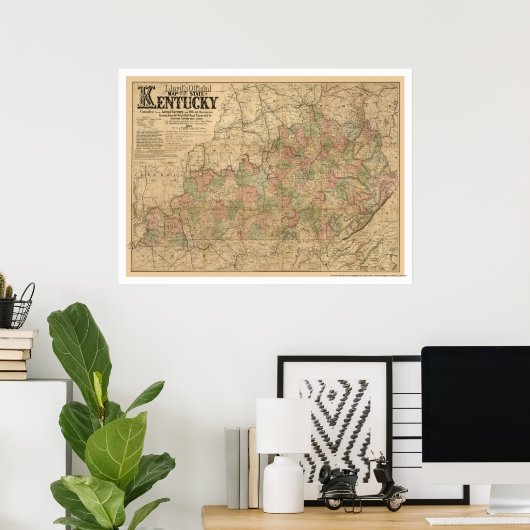 Kentucky Railroad Map 1863 Poster (Thuiskantoor)