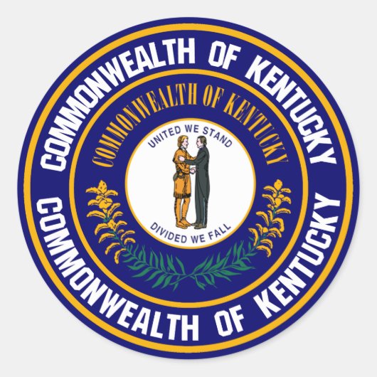 Kentucky Round Emblem Ronde Sticker (Voorkant)