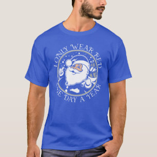 Kentucky Santa draagt blauw T-shirt