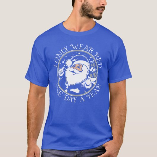 Kentucky Santa draagt blauw T-shirt (Voorkant)
