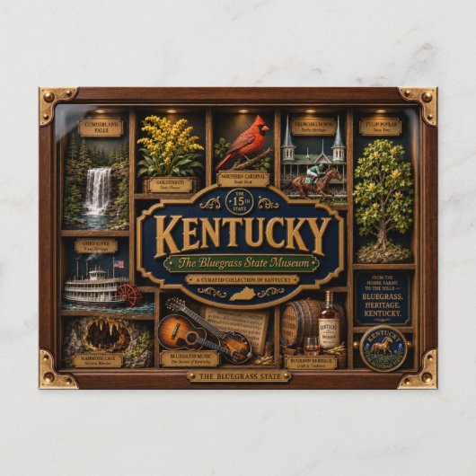 Kentucky Shadow Box 3D Figuur Staat Briefkaart (Voorkant)