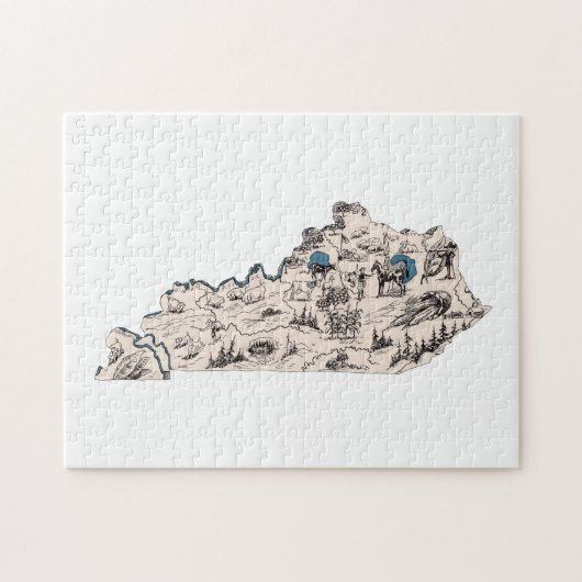 Kentucky Shaped Kentuckian  Afbeelding Map Legpuzzel (Horizontaal)