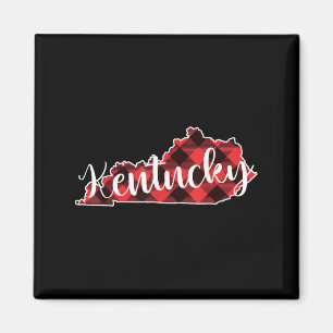 Kentucky Staatskaart Buffalo Plaid Kerstmis Ky Ken Magneet