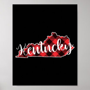 Kentucky Staatskaart Buffalo Plaid Kerstmis Ky Ken Poster