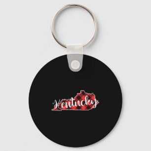 Kentucky Staatskaart Buffalo Plaid Kerstmis Ky Ken Sleutelhanger