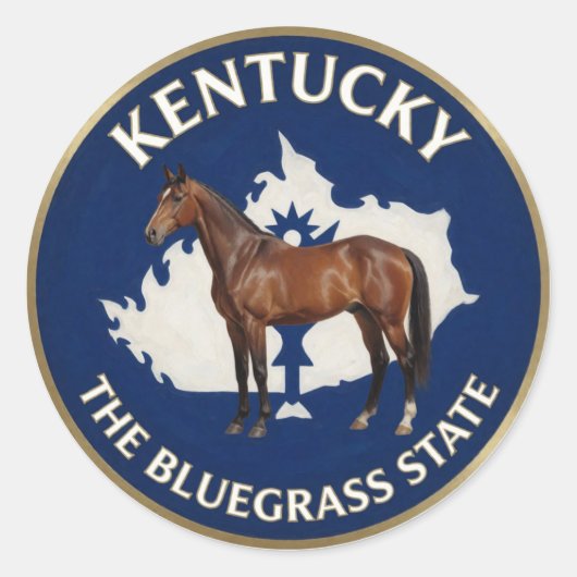 Kentucky Staatstrots Paard Embleem 🐎 Ronde Sticker (Voorkant)
