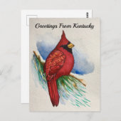 Kentucky State Bird Kardinaal Water Color Briefkaart (Voorkant / Achterkant)