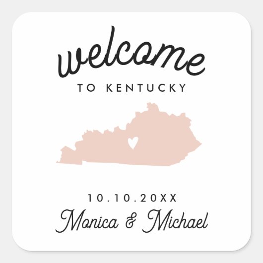 KENTUCKY State Destination Weduwing ANY COLOR Vierkante Sticker (Voorkant)