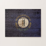Kentucky State Flag op Old Wood Gradin Legpuzzel<br><div class="desc">De vlag van de Kentucky Staat op de Oude Korrel van het Hout Voelt zich vrij om het ontwerp volgens uw eigen voorkeur te wijzigen. U kunt de ontwerplocatie, -oriëntatie, achtergrondkleuren en -grootte wijzigen. Ook, kunt u uw eigen tekst toevoegen, of slogan plaatste zijn doopvont, plaats en grootte, allen om...</div>