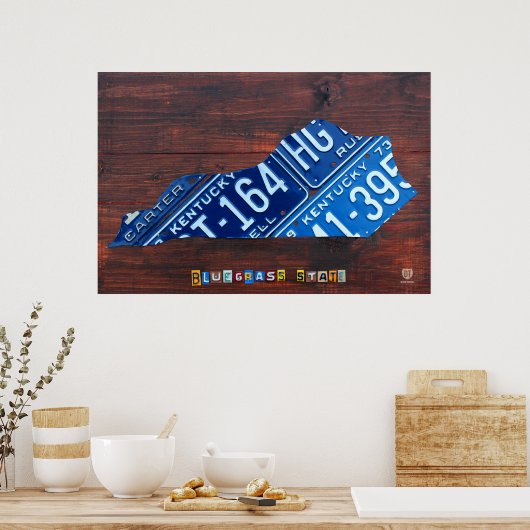 Kentucky State License Bord Map Poster (Keuken)