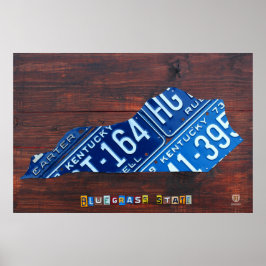 Kentucky State License Bord Map Poster