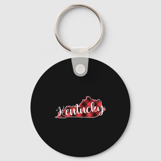 Kentucky State Map Buffalo Plaid Christmas Ky Kent Sleutelhanger (Voorkant)