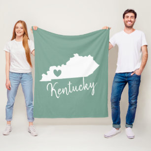 Kentucky State map love home Fleece Deken