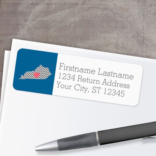 Kentucky State Map met aangepast hart en eigen naa Etiket