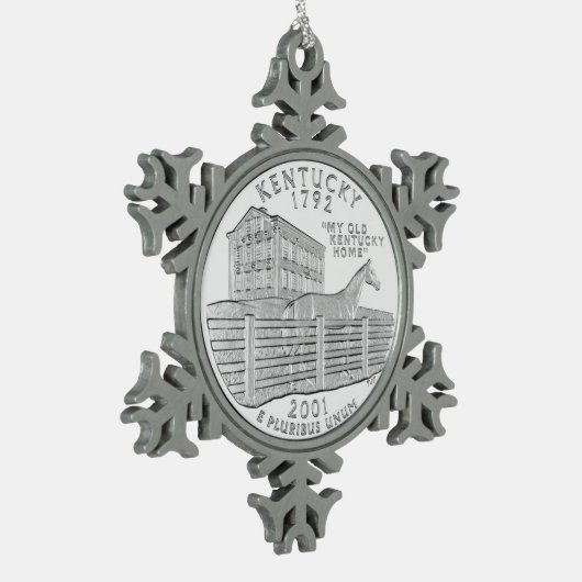 Kentucky State Quarter Tin Sneeuwvlok Ornament (Links)