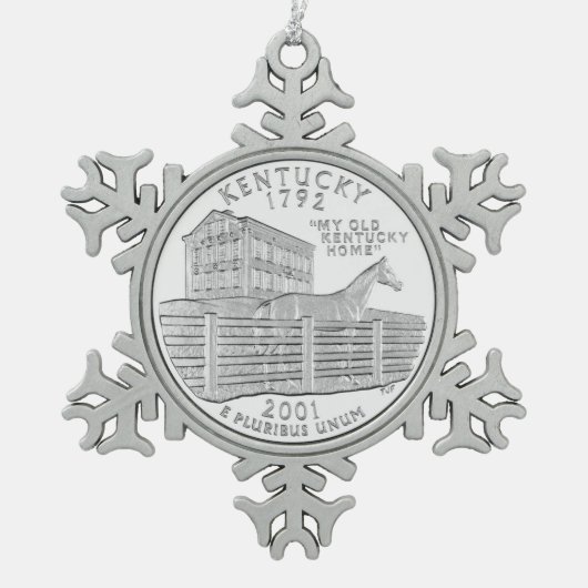 Kentucky State Quarter Tin Sneeuwvlok Ornament (Voorkant)