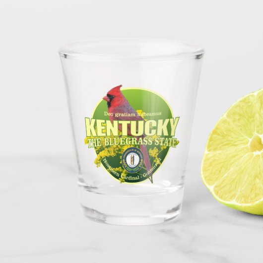 Kentucky State Vogel & Bloem Shot Glas (Voorkant)