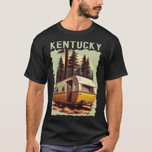 Kentucky Sunset retro jaren 70 wandelcamping T-shirt (Voorkant)