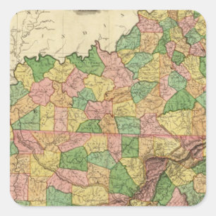 Kentucky, Tennessee en deel van Illinois Vierkante Sticker