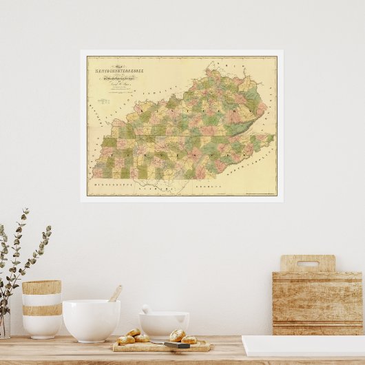 Kentucky & Tennessee Railroad Map 1839 Poster (Keuken)