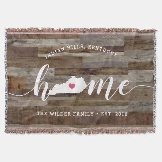 Kentucky Thuisstaat Persoonlijke Houten Uitzicht Deken (Voorkant)