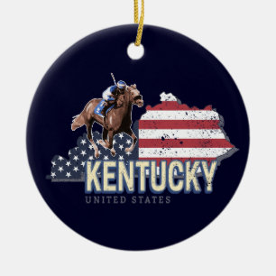 Kentucky United States Retro State Map  VS Keramisch Ornament