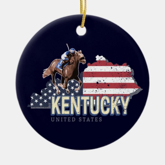 Kentucky United States Retro State Map  VS Keramisch Ornament (Voorkant)