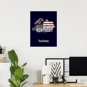Kentucky United States Retro State Map  VS Poster