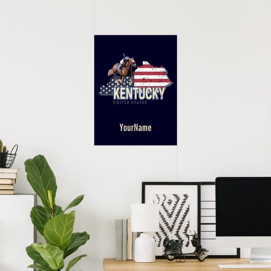 Kentucky United States Retro State Map  VS Poster (Thuiskantoor)