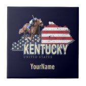 Kentucky United States Retro State Map  VS Tegeltje (Voorkant)