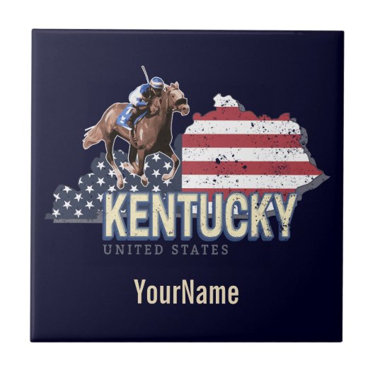 Kentucky United States Retro State Map  VS Tegeltje (Voorkant)