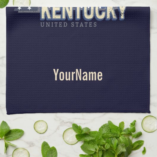 Kentucky United States Retro State Map  VS Theedoek (Gevouwen)