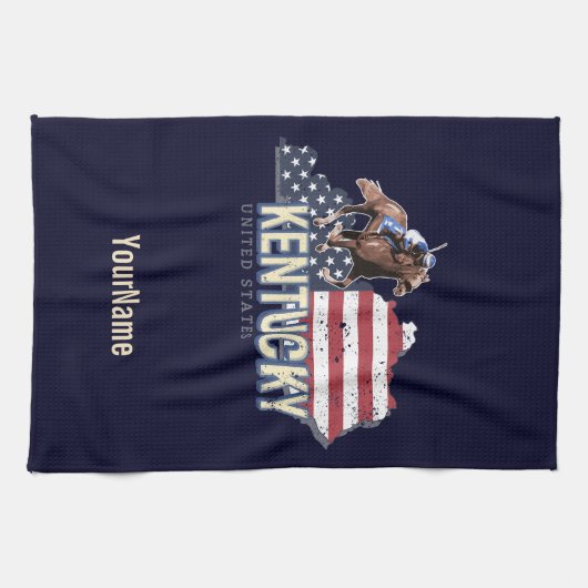 Kentucky United States Retro State Map  VS Theedoek (Horizontaal)