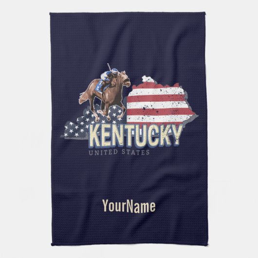Kentucky United States Retro State Map  VS Theedoek (Verticaal)