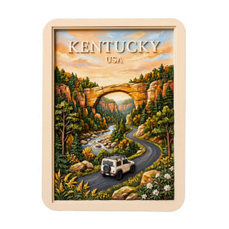 Kentucky USA Wegreis 3D Textuur Red River Gorge Magneet