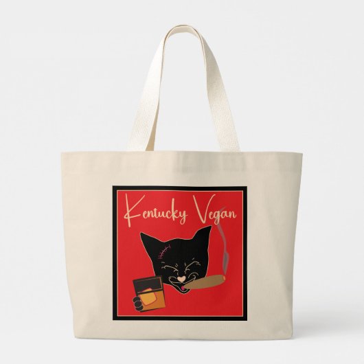 Kentucky Vegan Cat w/Cigar en Whiskey Jumbo Grote Tote Bag (Achterkant)