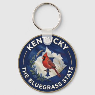 🐎 Kentucky Vlag en Noordelijke Kardinaal Bluegras Sleutelhanger