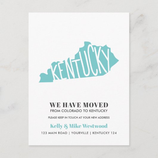 KENTUCKY We hebben het nieuwe adres Nieuw startpun Briefkaart (Voorkant)