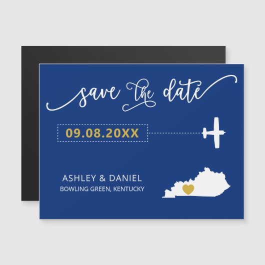 Kentucky Wedding Save the Date Kaart, Map Magnetische Uitnodiging (Voorkant / Achterkant)