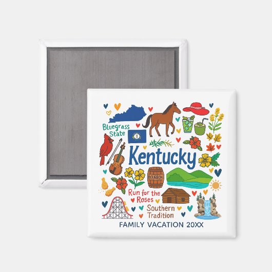 Kentuky Family Trip Keepsake Personalized Magneet (Voorkant / Achterkant)