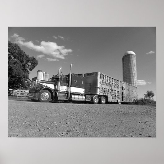 Kenworth A Model Livestock Hauler (zwart-wit) Poster (Voorkant)