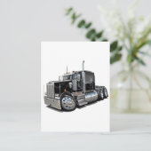 Kenworth w900 Black Truck Briefkaart (Staand voorkant)