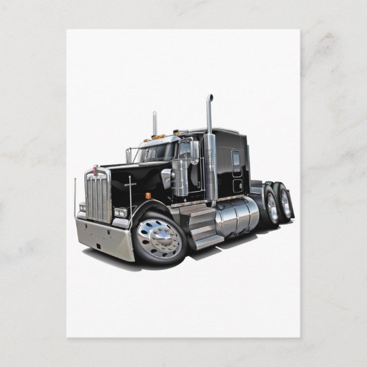 Kenworth w900 Black Truck Briefkaart (Voorkant)