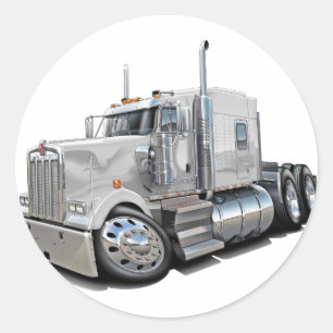 Kenworth w900 White Truck Ronde Sticker