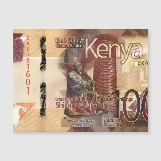 Kenya 1000 Shillings Banknote Magnetic Card (Voorkant)
