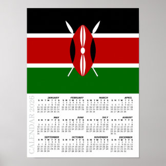 Kenya 2026 Calendar, Large, Kenyan Flag Poster
