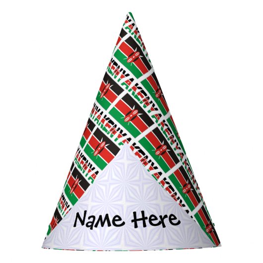 Kenya and Kenyan Flag Tiled with Your Name Feesthoedjes (Voorkant)