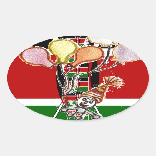 Kenya Birthday Ovale Sticker (Voorkant)
