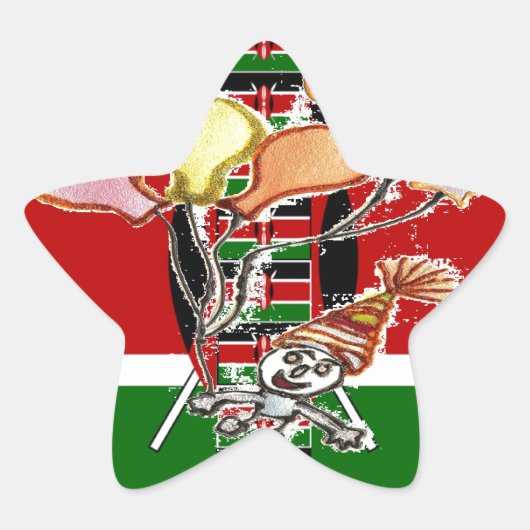 Kenya Birthday Ster Sticker (Voorkant)